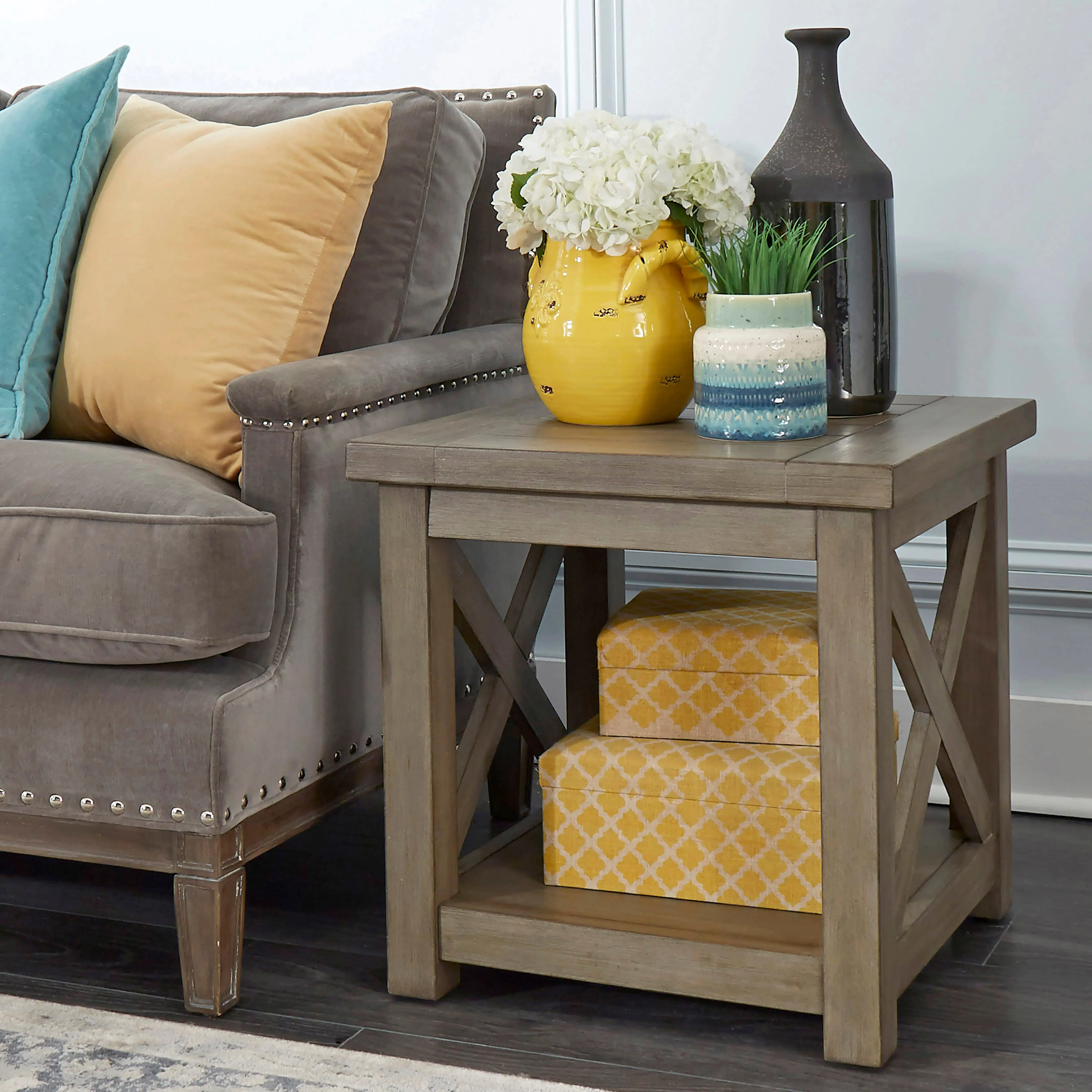 Rustic Gray End Table - Mountain Lodge-1