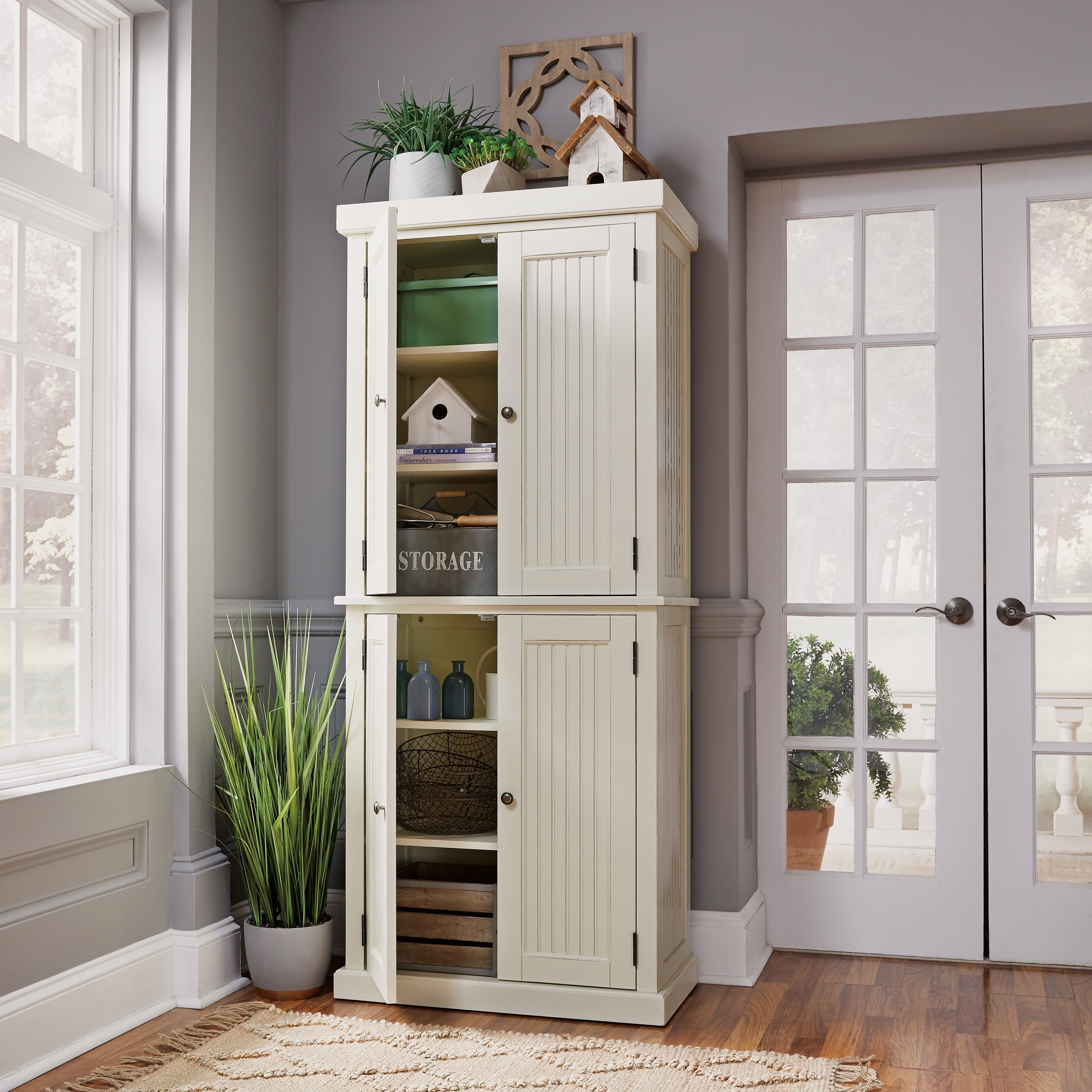 Nantucket White Tall Storage Pantry-1