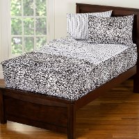 Black and White Twin Graphic Blooms Bunkie Deluxe Bedding