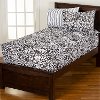 Black and White Full Graphic Blooms Bunkie Deluxe Bedding
