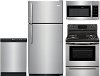 KIT Frigidaire 4 Piece Electric Kitchen Appliance Package with Top Freezer Refrigerator - Stainless Steel