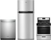 KIT Whirlpool 3 Piece Gas Kitchen Appliance Package with Top Freezer Refrigerator - Stainless Steel-