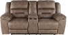 Fossil Brown Casual Reclining Love Seat with Center Console - Stoneland