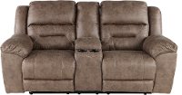 Fossil Brown Casual Reclining Love Seat with Center Console - Stoneland-1