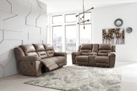 Fossil Brown Casual Reclining Love Seat with Center Console - Stoneland-2