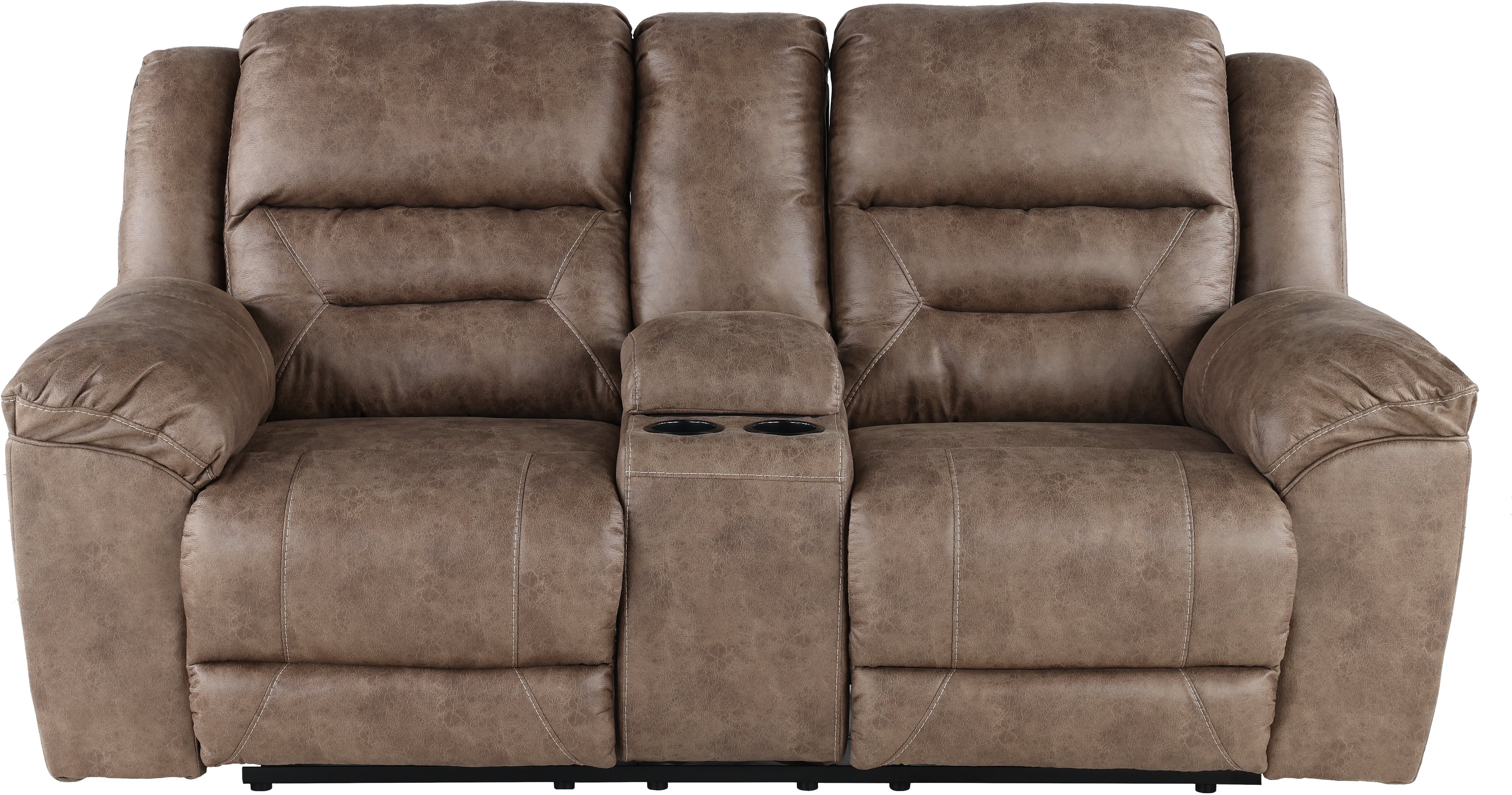 Stoneland Fossil Brown Casual Reclining Love Seat with Center Console-1