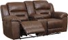 Chocolate Brown Casual Reclining Love Seat with Center Console - Stoneland