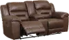 Stoneland Chocolate Brown Casual Reclining Love Seat with Center Console