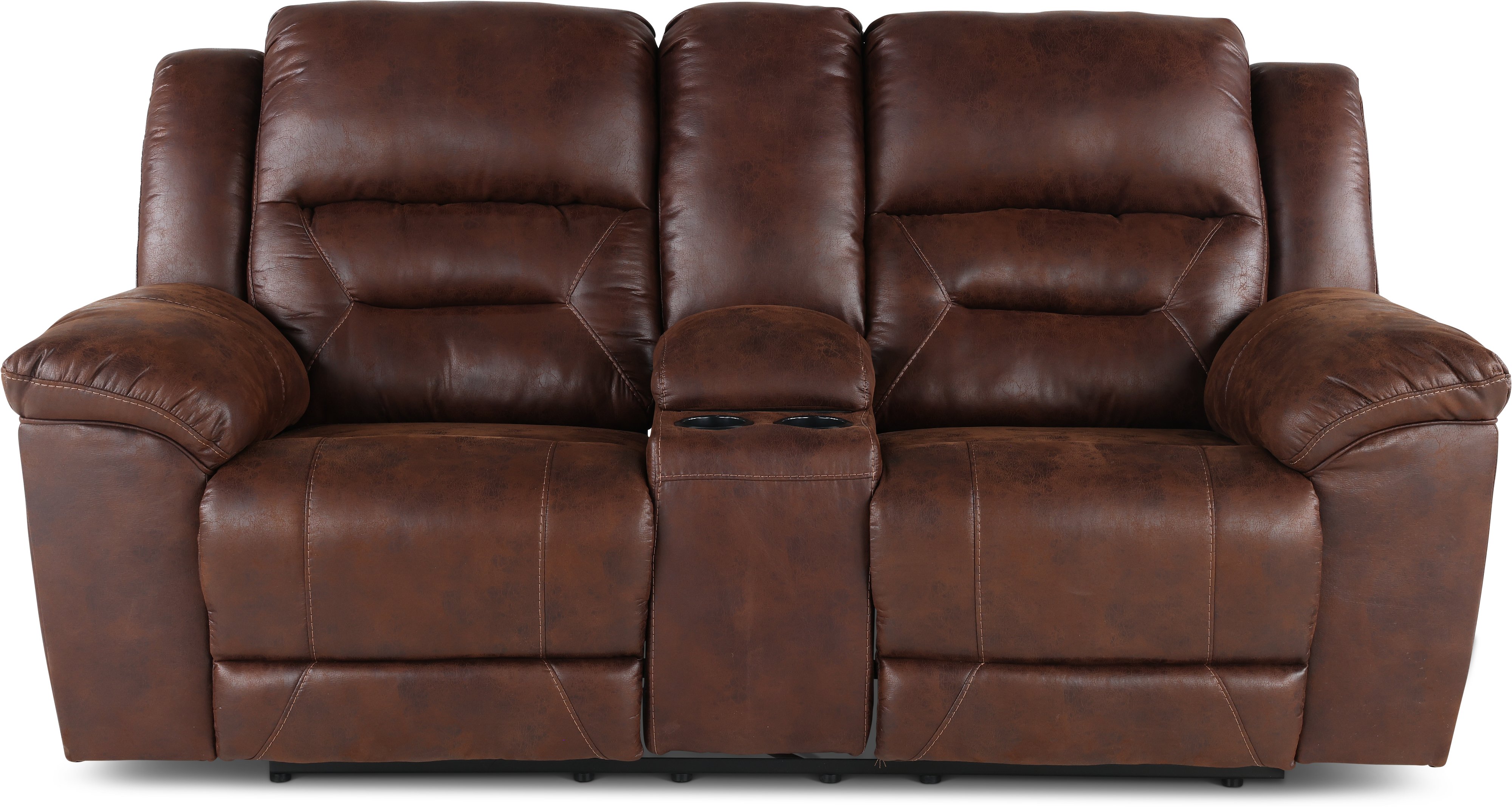 Stoneland Chocolate Brown Casual Reclining Love Seat with Center Console-2