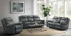 Charcoal Gray Reclining Sofa with Drop Down Table and Drawer - Sorrento
