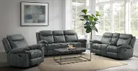Sorrento Gray Reclining Sofa with Drop Down Table