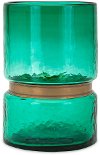 Clearance 9 Inch Emerald Green Glass and Metal Vase