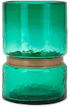 Clearance 9 Inch Emerald Green Glass and Metal Vase