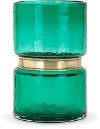 7 Inch Emerald Green Glass and Metal Vase