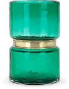 7 Inch Emerald Green Glass and Metal Vase