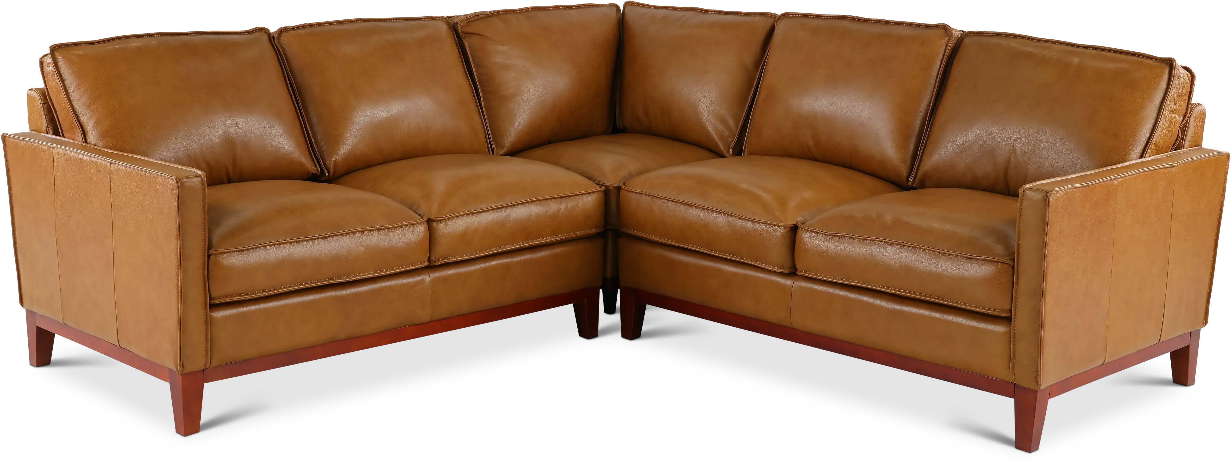 Newport Camel Brown 3 Piece Leather Sectional-1