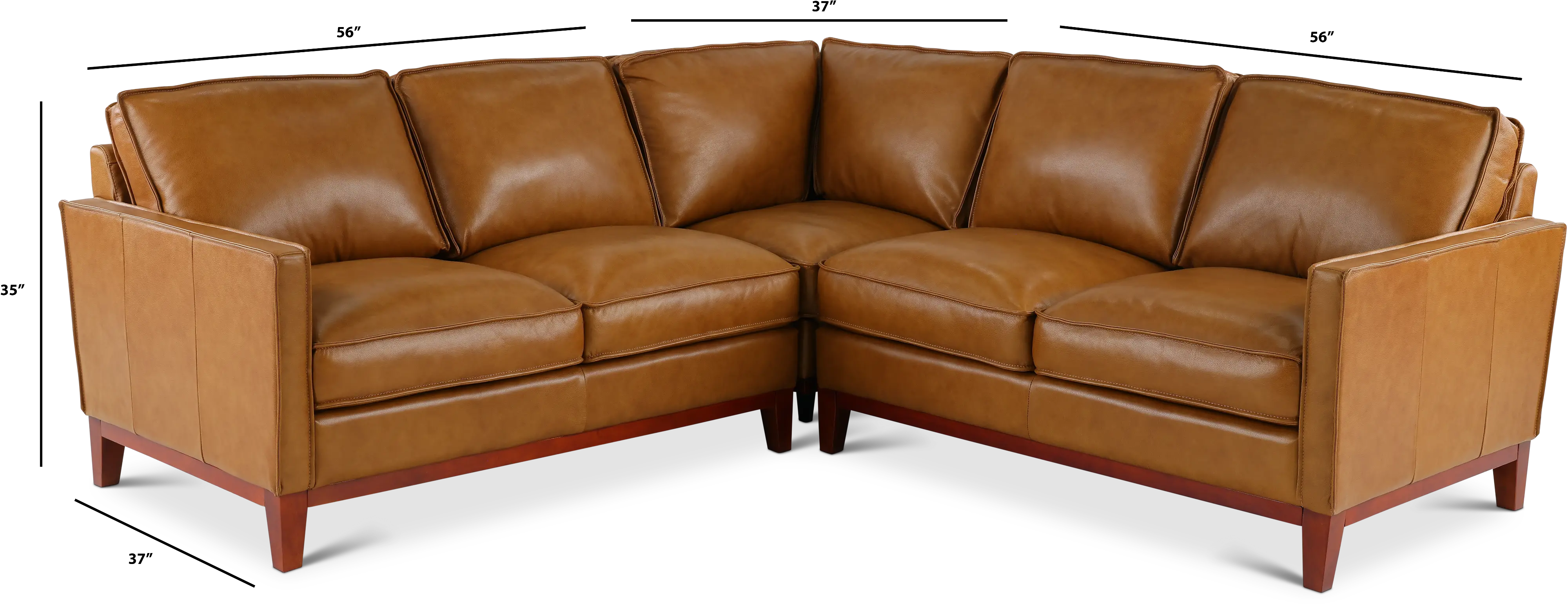 Newport Camel Brown 3 Piece Leather Sectional-2