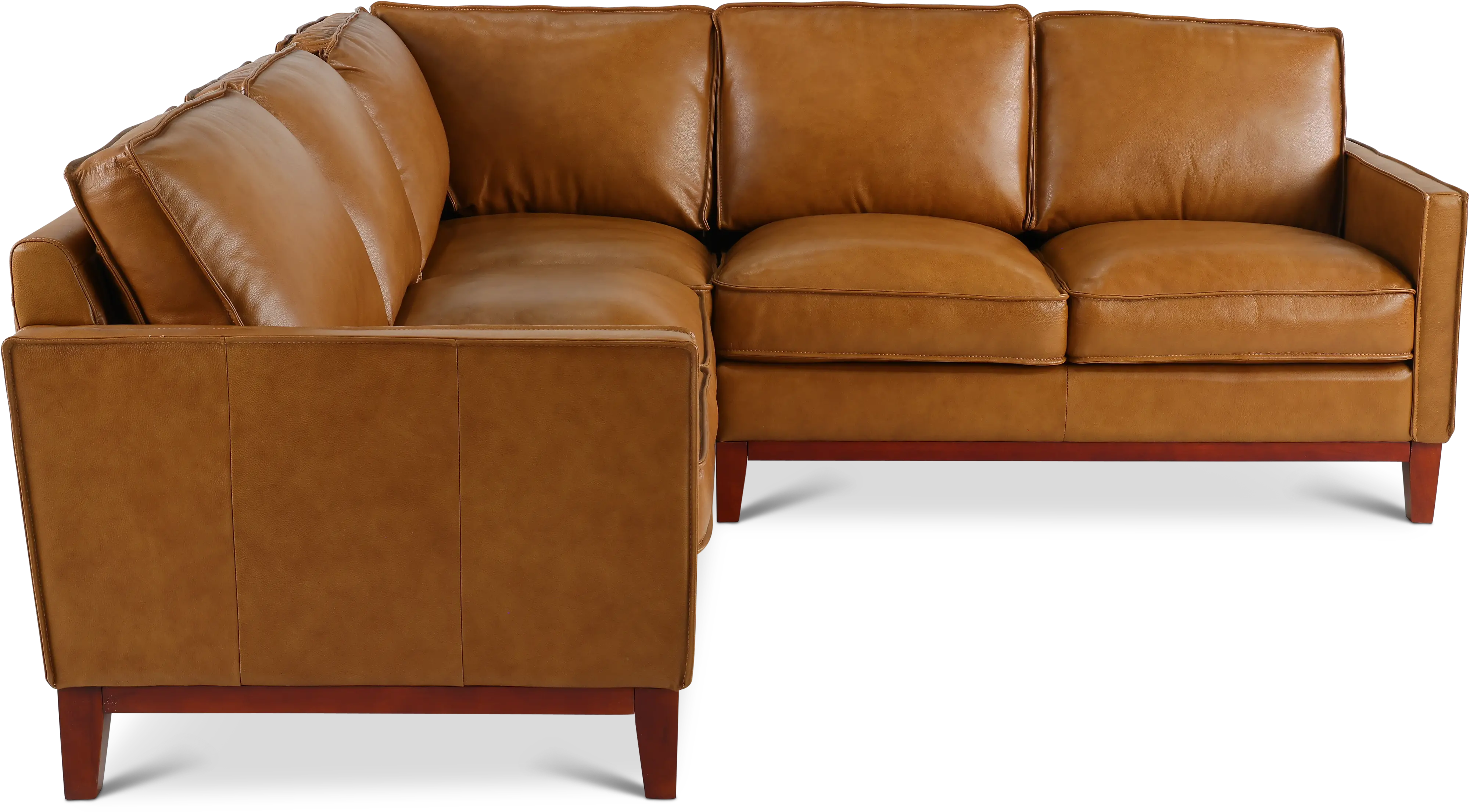 Newport Camel Brown 3 Piece Leather Sectional-3