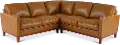 Newport Mid Century Modern Brown Leather 3 Piece Sectional