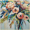 Navy, Green, Yellow and Turquoise Floral Linen Canvas Wall Art