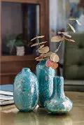 5 Inch Blue Art Glass Decorative Bottle