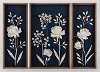 3 Piece Rustic Metal Blossoms Wall Decor in Wooden Frame