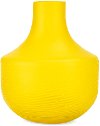 13 Inch Bright Lemon Yellow Wide Art Glass Vase