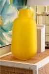 15 Inch Bright Lemon Yellow Narrow Art Glass Vase