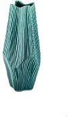 18 Inch Teal Ceramic Vase with Vertical Ribbed Detailing