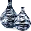 Clearance 24 Inch Blue and White Glass Vase with Geometric Pattern