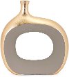 18 Inch Metallic Gold Vase with Contrasting Matte Taupe