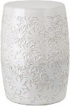 White Ceramic Floral Texture Garden Stool