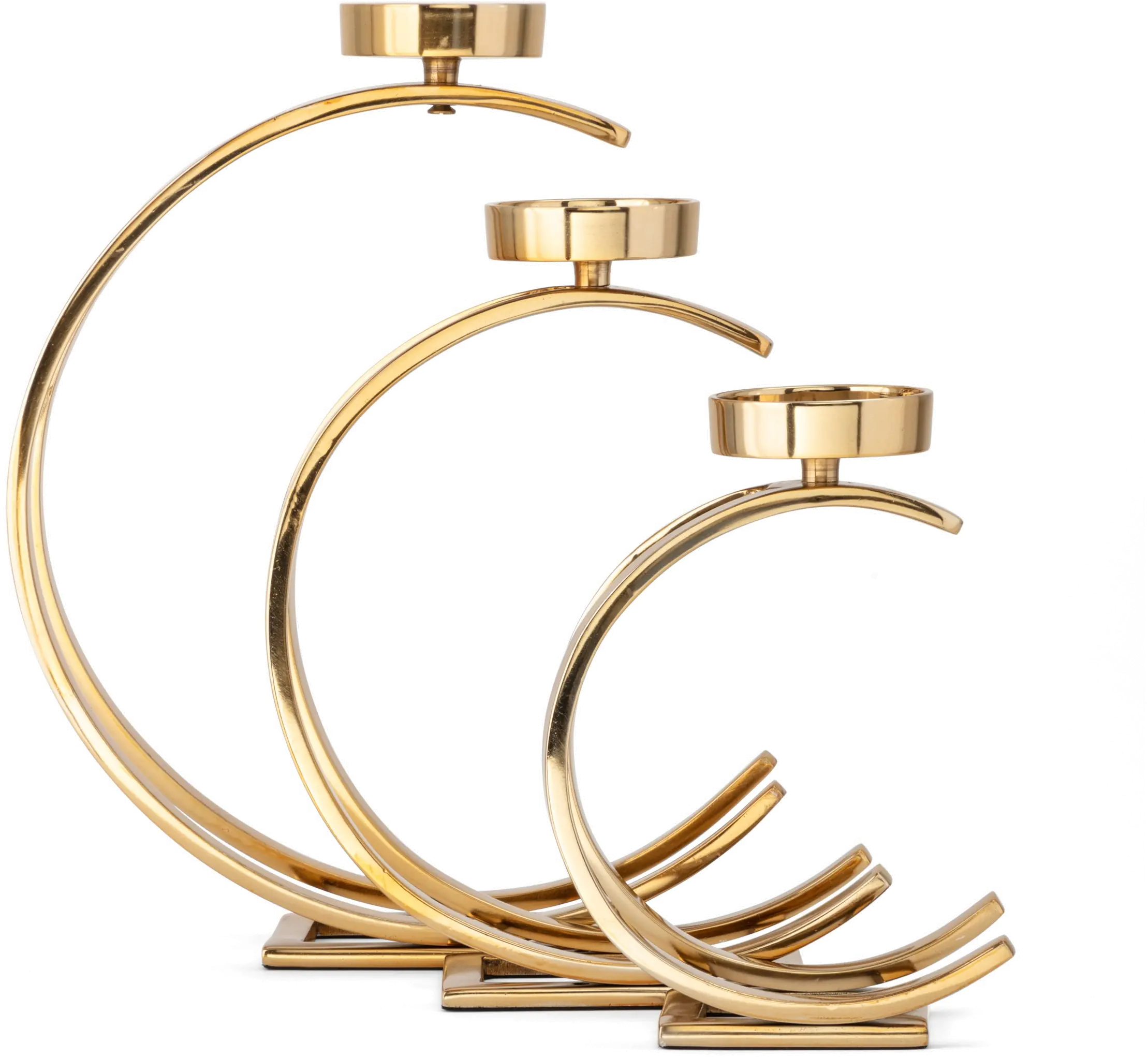 13 Inch Gold Aluminum and Marble Candle Holder-1