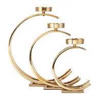 13 Inch Gold Aluminum and Marble Candle Holder