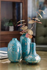 6 Inch Blue Art Glass Decorative Bottle