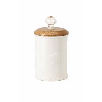 9 Inch White Canister with Lid-3