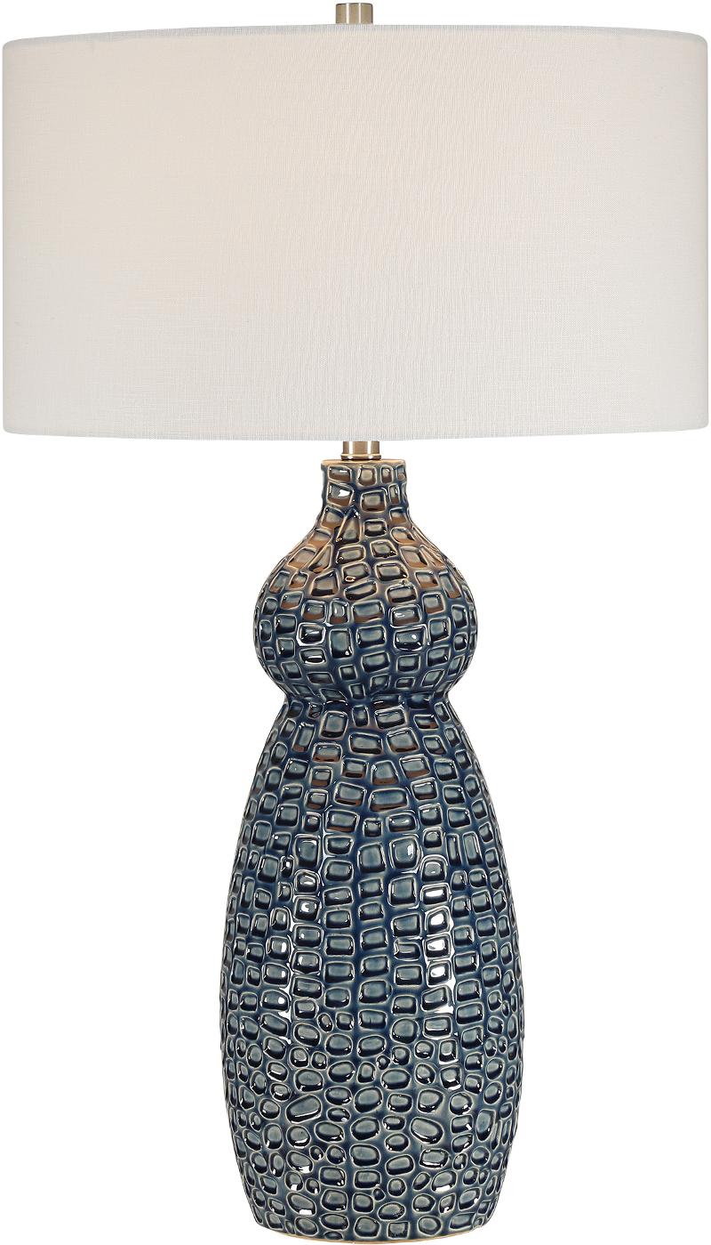 Transitional Deep Cobalt Blue Ceramic, Light Blue Ceramic Table Lamp
