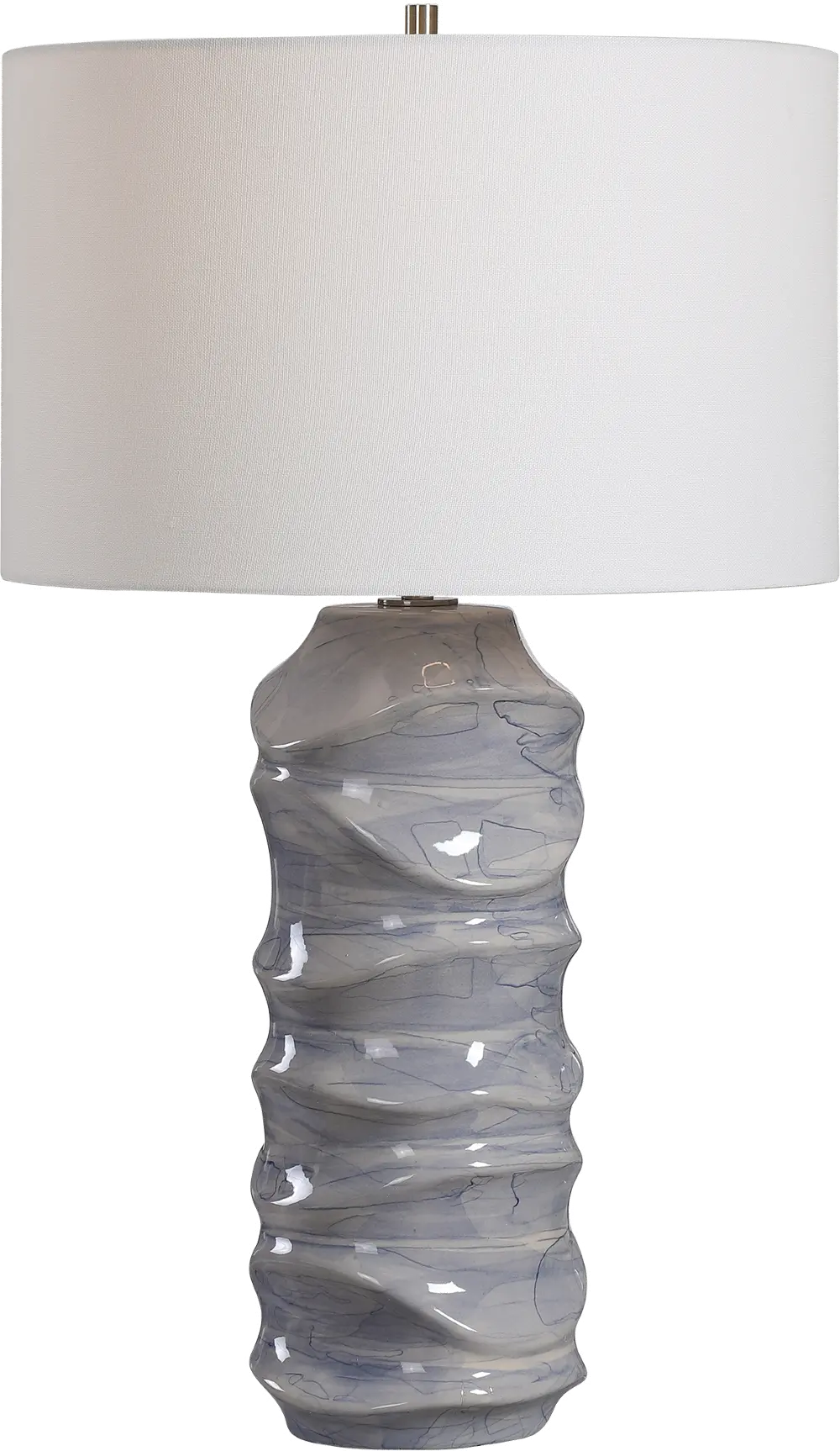 Blue and White Ceramic Sculpted Table Lamp - Waves-1