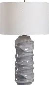 Blue and White Ceramic Sculpted Table Lamp - Waves