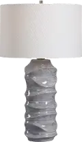 Blue and White Ceramic Sculpted Table Lamp - Waves