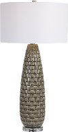 Contemporary Charcoal Gray Stacked Tile Table Lamp - Belregard
