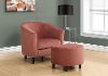 Contemporary Dusty Rose 2 Piece Accent Chair and Ottoman