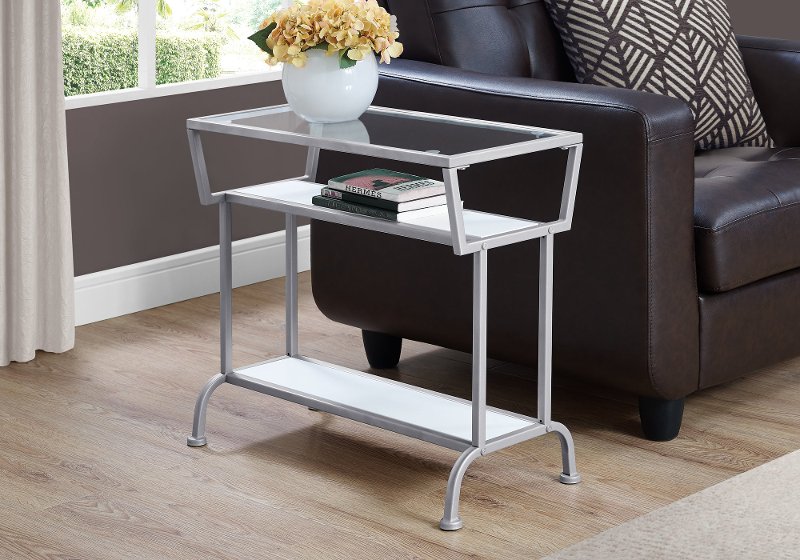 white modern accent table
