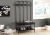 Contemporary Charcoal Gray Metal Hall Tree Entry Bench