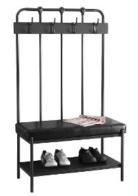 Contemporary Charcoal Gray Metal Hall Tree Entry Bench-2