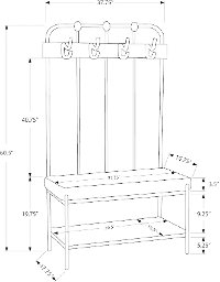 Contemporary Charcoal Gray Metal Hall Tree Entry Bench-5