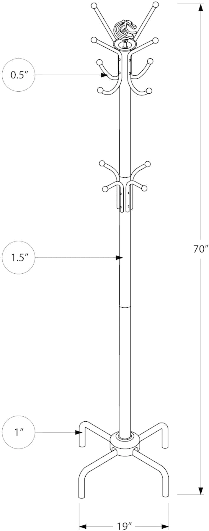 Contemporary Black Metal Coat Rack-5