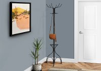 Contemporary Black Metal Coat Rack with Umbrella Holder
