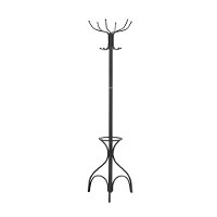 Contemporary Black Metal Coat Rack with Umbrella Holder-3
