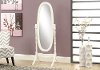 Traditional Antique White Wood Framed Oval Cheval Mirror